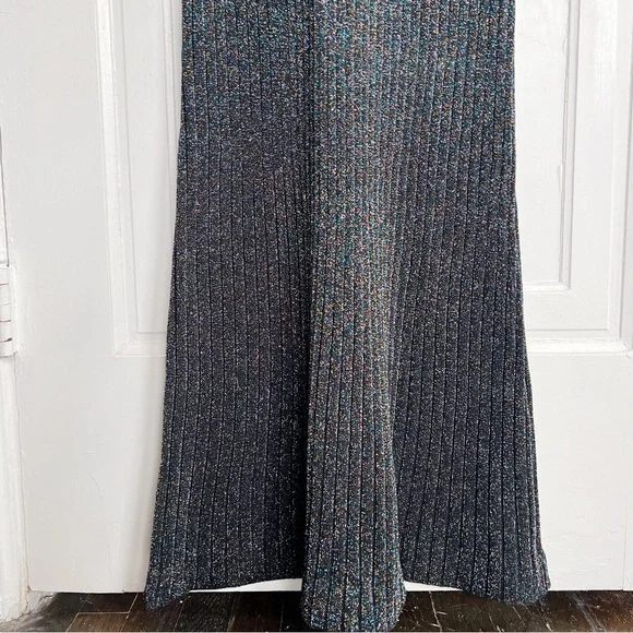 vintage • 1970s Wenjilli lurex maxi dress gown ribbed knit metallic sparkle 70s - Picture 7 of 11